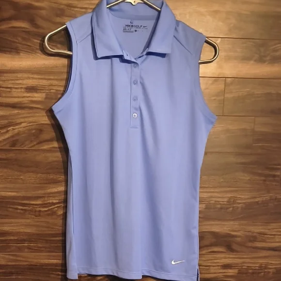 Nike Golf Women's Dri-FIT Sleeveless Polo Shirt - Silky Periwinkle Blue - Size M - Picture 5 of 9
